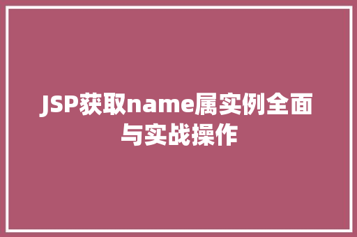 JSP获取name属实例全面与实战操作
