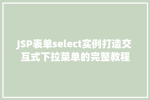 JSP表单select实例打造交互式下拉菜单的完整教程