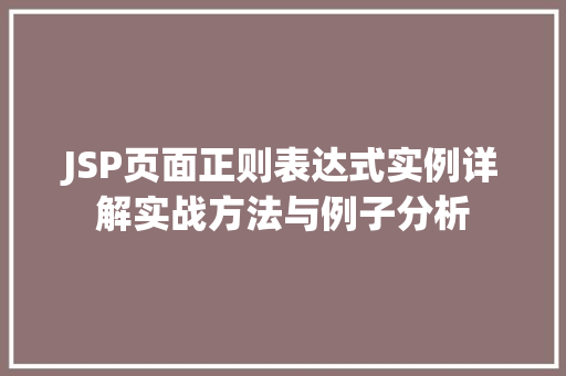 JSP页面正则表达式实例详解实战方法与例子分析