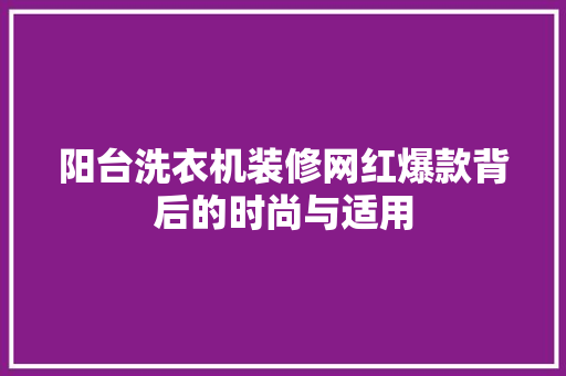 阳台洗衣机装修网红爆款背后的时尚与适用