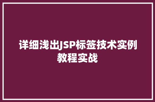 详细浅出JSP标签技术实例教程实战 第1张 详细浅出JSP标签技术实例教程实战 第1张