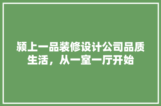 颍上一品装修设计公司品质生活，从一室一厅开始