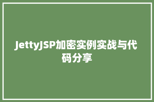 JettyJSP加密实例实战与代码分享