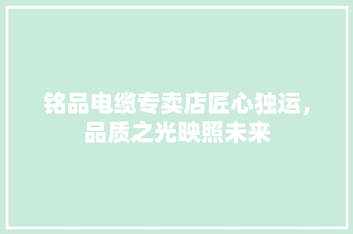铭品电缆专卖店匠心独运，品质之光映照未来