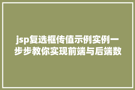 jsp复选框传值示例实例一步步教你实现前端与后端数据交互