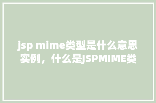 jsp mime类型是什么意思实例，什么是JSPMIME类型及其应用实例