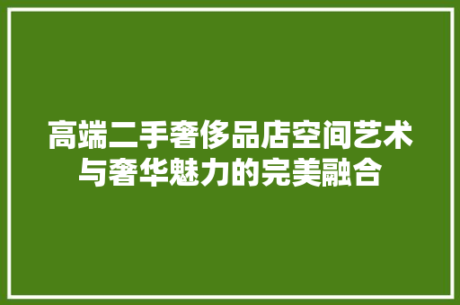 高端二手奢侈品店空间艺术与奢华魅力的完美融合