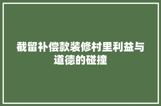 截留补偿款装修村里利益与道德的碰撞