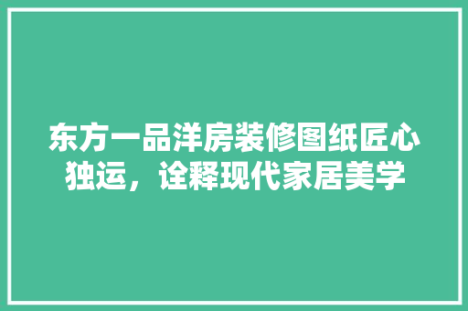 东方一品洋房装修图纸匠心独运，诠释现代家居美学