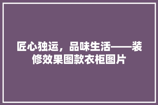 匠心独运，品味生活——装修效果图款衣柜图片