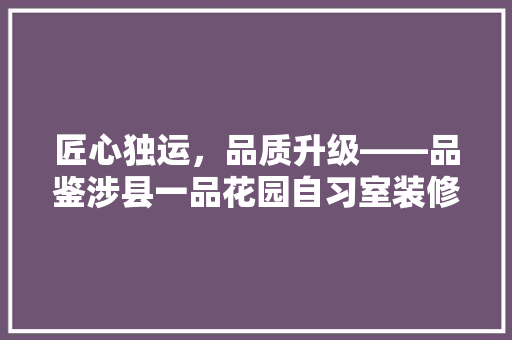匠心独运，品质升级——品鉴涉县一品花园自习室装修之美