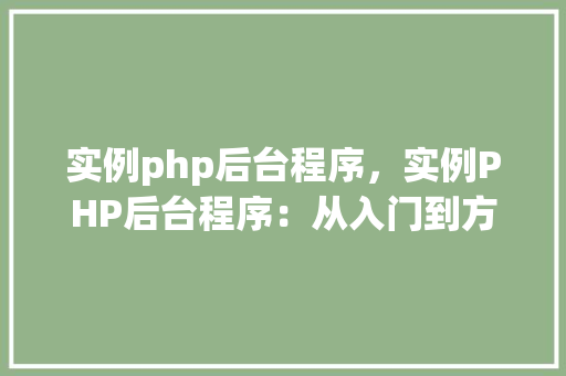 实例php后台程序，实例PHP后台程序：从入门到方法