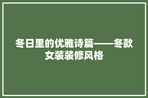 冬日里的优雅诗篇——冬款女装装修风格