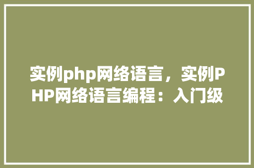 实例php网络语言，实例PHP网络语言编程：入门级教程与示例
