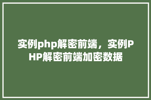 实例php解密前端，实例PHP解密前端加密数据