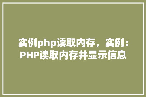 实例php读取内存，实例：PHP读取内存并显示信息
