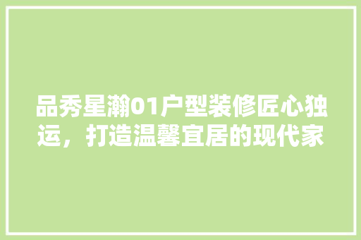 品秀星瀚01户型装修匠心独运，打造温馨宜居的现代家居