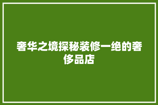 奢华之境探秘装修一绝的奢侈品店
