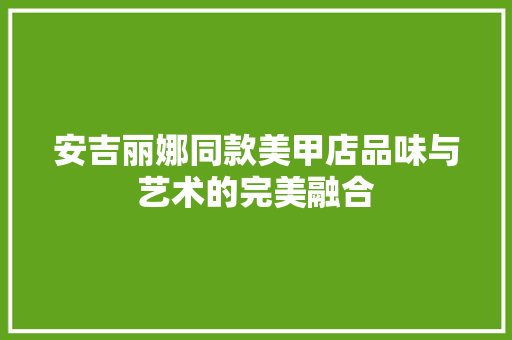 安吉丽娜同款美甲店品味与艺术的完美融合