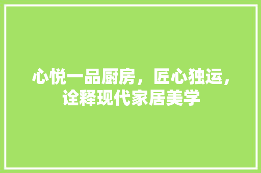 心悦一品厨房,匠心独运,诠释现代家居美学