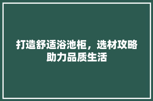 打造舒适浴池柜，选材攻略助力品质生活