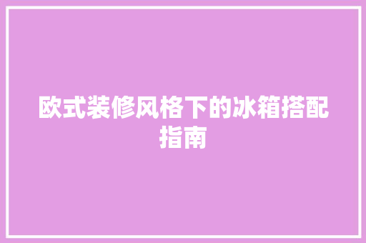欧式装修风格下的冰箱搭配指南