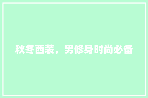 秋冬西装，男修身时尚必备