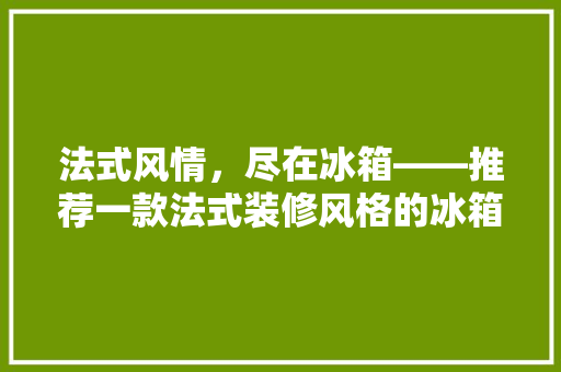 法式风情，尽在冰箱——推荐一款法式装修风格的冰箱