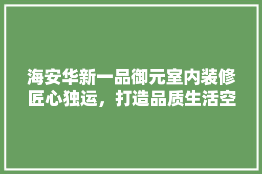 海安华新一品御元室内装修匠心独运，打造品质生活空间