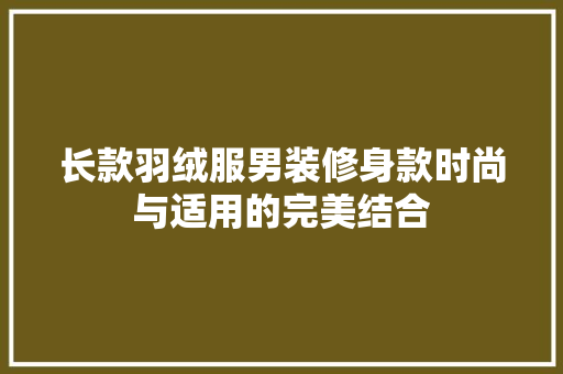 长款羽绒服男装修身款时尚与适用的完美结合
