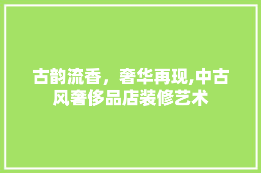 古韵流香，奢华再现,中古风奢侈品店装修艺术