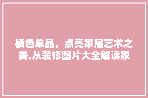 橘色单品，点亮家居艺术之美,从装修图片大全解读家居潮流