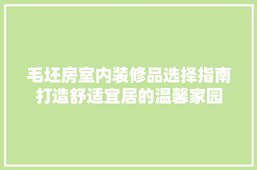 毛坯房室内装修品选择指南打造舒适宜居的温馨家园