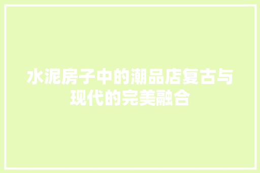 水泥房子中的潮品店复古与现代的完美融合