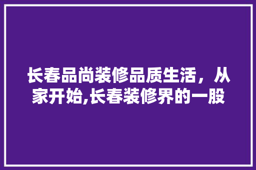 长春品尚装修品质生活，从家开始,长春装修界的一股清流