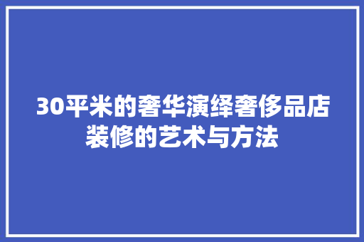 30平米的奢华演绎奢侈品店装修的艺术与方法