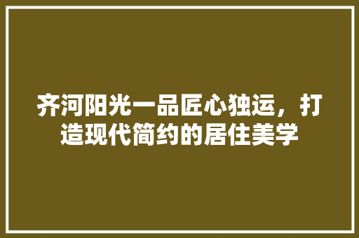 齐河阳光一品匠心独运，打造现代简约的居住美学