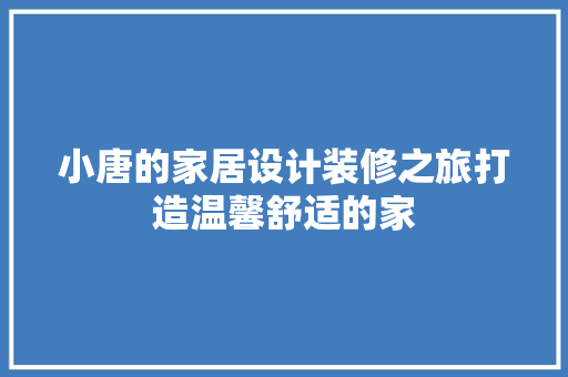 小唐的家居设计装修之旅打造温馨舒适的家