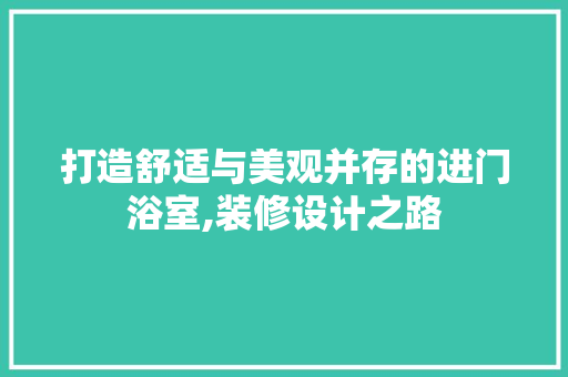 打造舒适与美观并存的进门浴室,装修设计之路