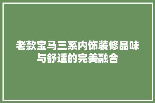 老款宝马三系内饰装修品味与舒适的完美融合