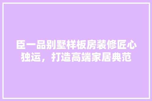 臣一品别墅样板房装修匠心独运，打造高端家居典范