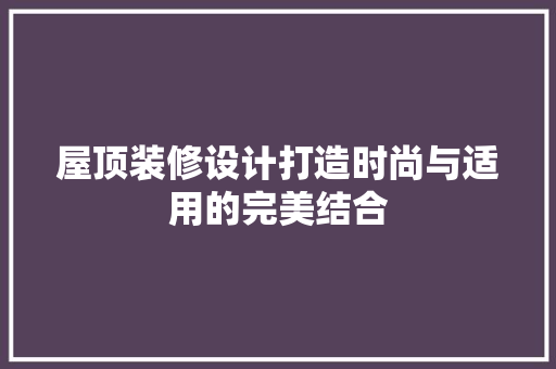 屋顶装修设计打造时尚与适用的完美结合