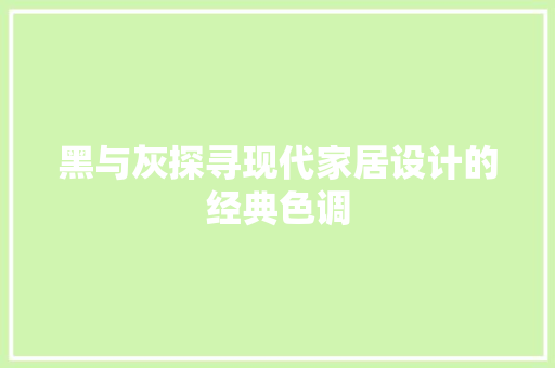 黑与灰探寻现代家居设计的经典色调