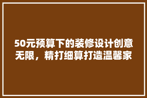 50元预算下的装修设计创意无限，精打细算打造温馨家园