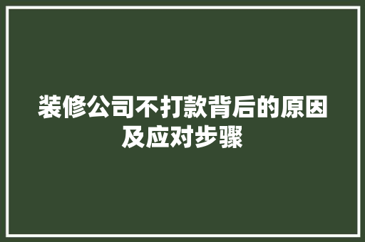 装修公司不打款背后的原因及应对步骤