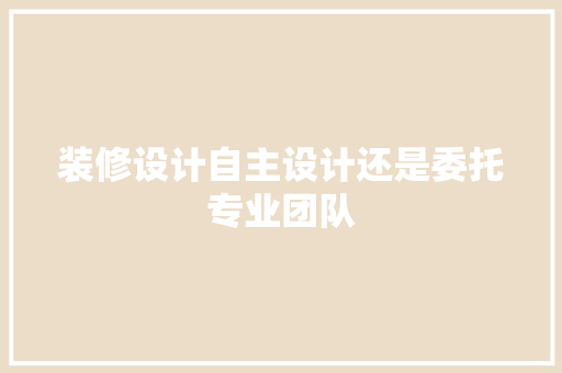 装修设计自主设计还是委托专业团队