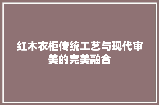 红木衣柜传统工艺与现代审美的完美融合