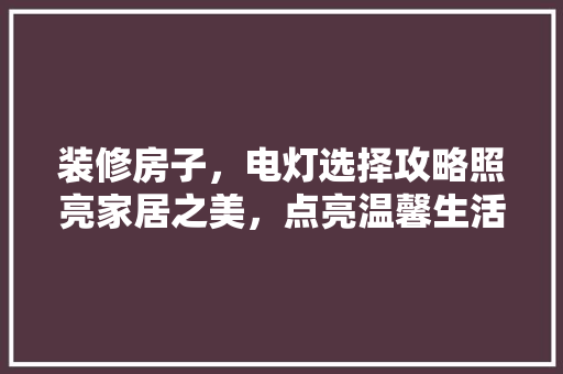 装修房子，电灯选择攻略照亮家居之美，点亮温馨生活