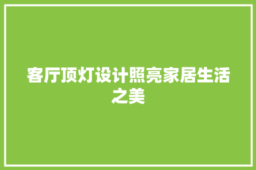 客厅顶灯设计照亮家居生活之美