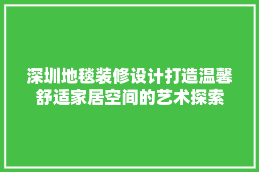 深圳地毯装修设计打造温馨舒适家居空间的艺术探索